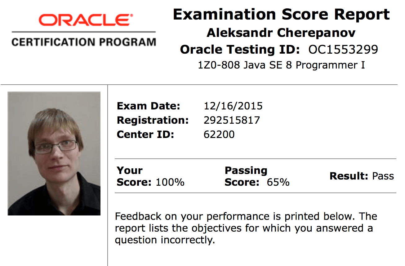 OCA Exam results